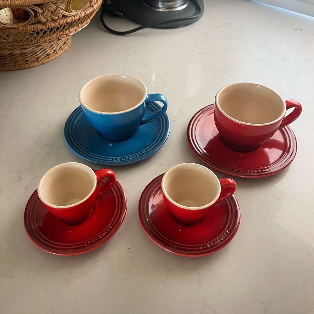Le Creuset cups and saucers